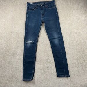 Levi's 510 Skinny Fit Jeans Mens 30x32 Blue Denim Dark Wash Low Rise Distressed